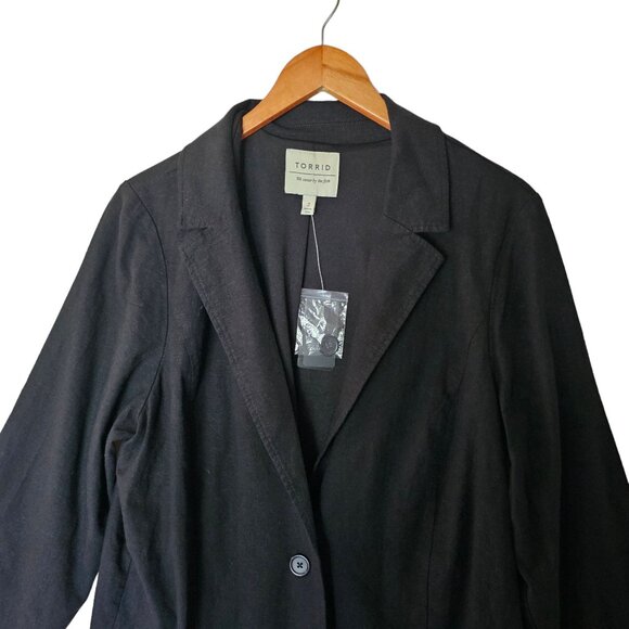 Torrid Linen Relaxed Fit Blazer Plus Size 2X NWT Lined Double‎ Button Front - Picture 8 of 13